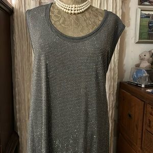 Grey tank with rhinestones by Vocal